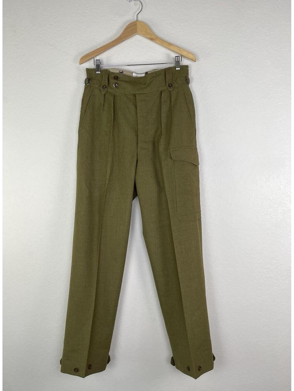 VTG Eaglehawk Pants Mens Green Australian Military Wool Trouser Korean War 50's